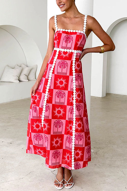 Dam Maxiklänning Loop Back Palm Soleil Tryck Bomull Polyester-4