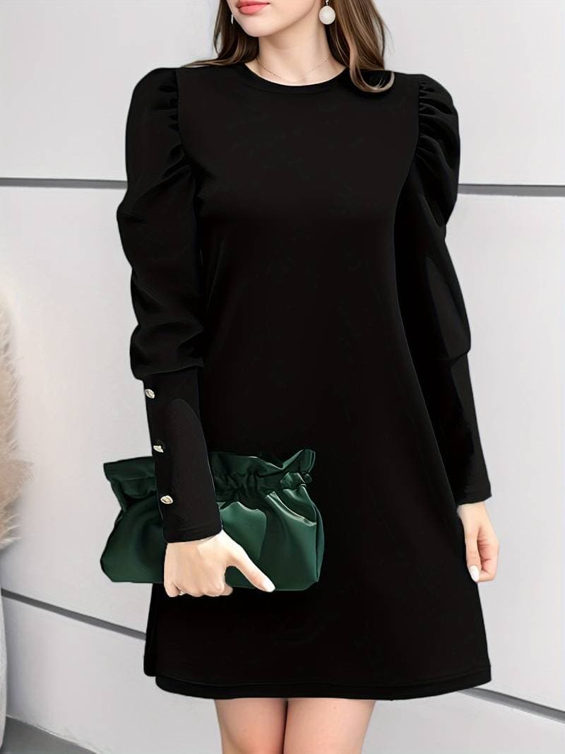 Fina Dam Klänningar med Vackert Utformade Ärmar Andningsbart Tyg-2