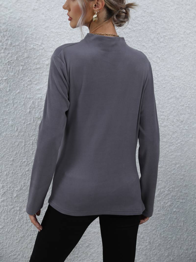 Dam Topp Hög Halsringning Snabbtorkande Polyester-2