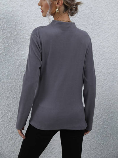 Dam Topp Hög Halsringning Snabbtorkande Polyester-2
