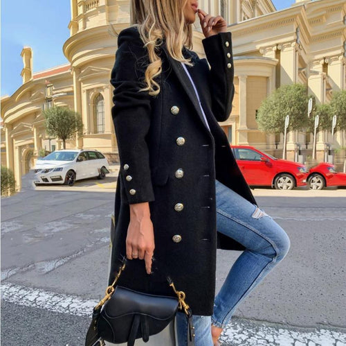 Dam Trenchcoat Lång Vintage Stil Högkvalitativ Polyester-1