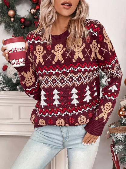 Kvinnors Jultröja Festlig Ren Design Mjuk Akryl-4