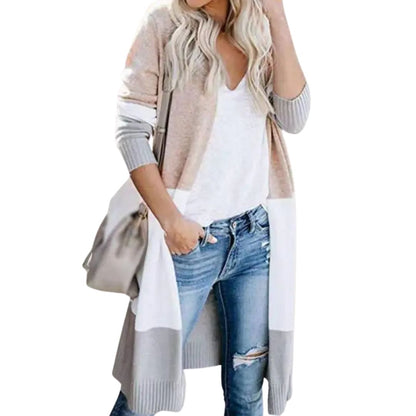 Variant image for Dam Cardigan Färgblockad Öppen Front Mjuk Stickad Kvalitet-7