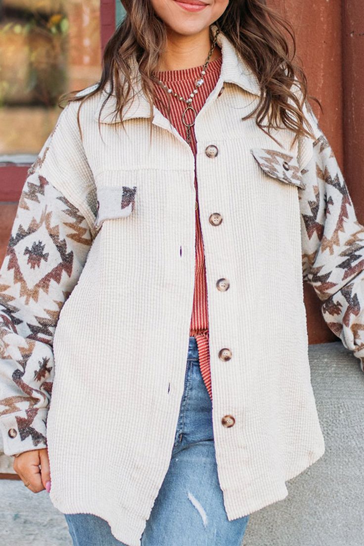 Variant image for Kvinna Bohemian Shacket Aztec Corduroy-1