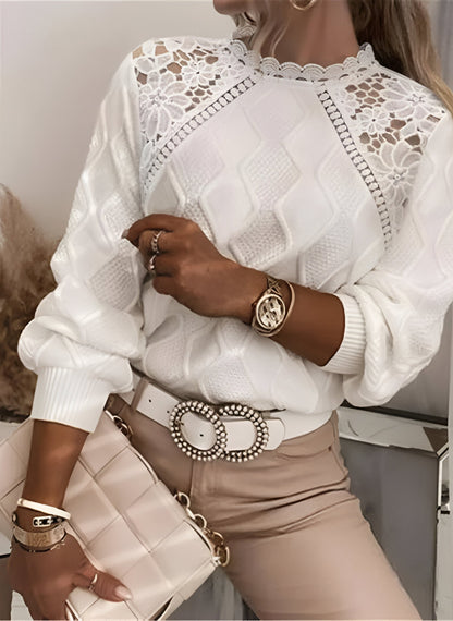 Variant image for Dam Stickad Hösttröja Spetsdesign 100% Akryl-6