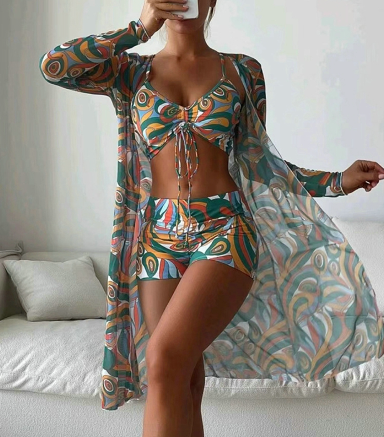 Dam Bikini Set Tredelad Nylon Spandex-4