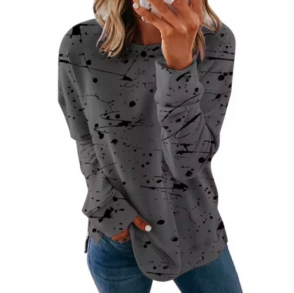 Dam Överdimensionerad Långärmad Topp Mjuk Bomull-4