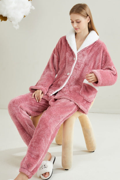 Variant image for Dam Pyjamas Set Långärmad Plysch för Kalla Vinterkvällar-3