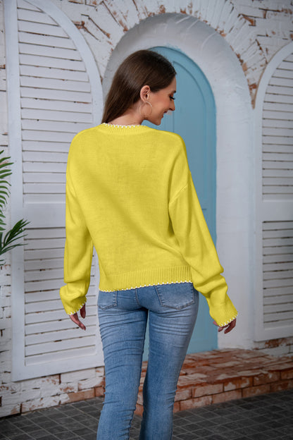 Dam Slingtröja Loopapplikation Mjuk Akryl-2