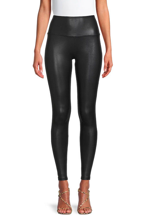Damleggings Hög Midja Syntetiskt Läder Full Längd-4