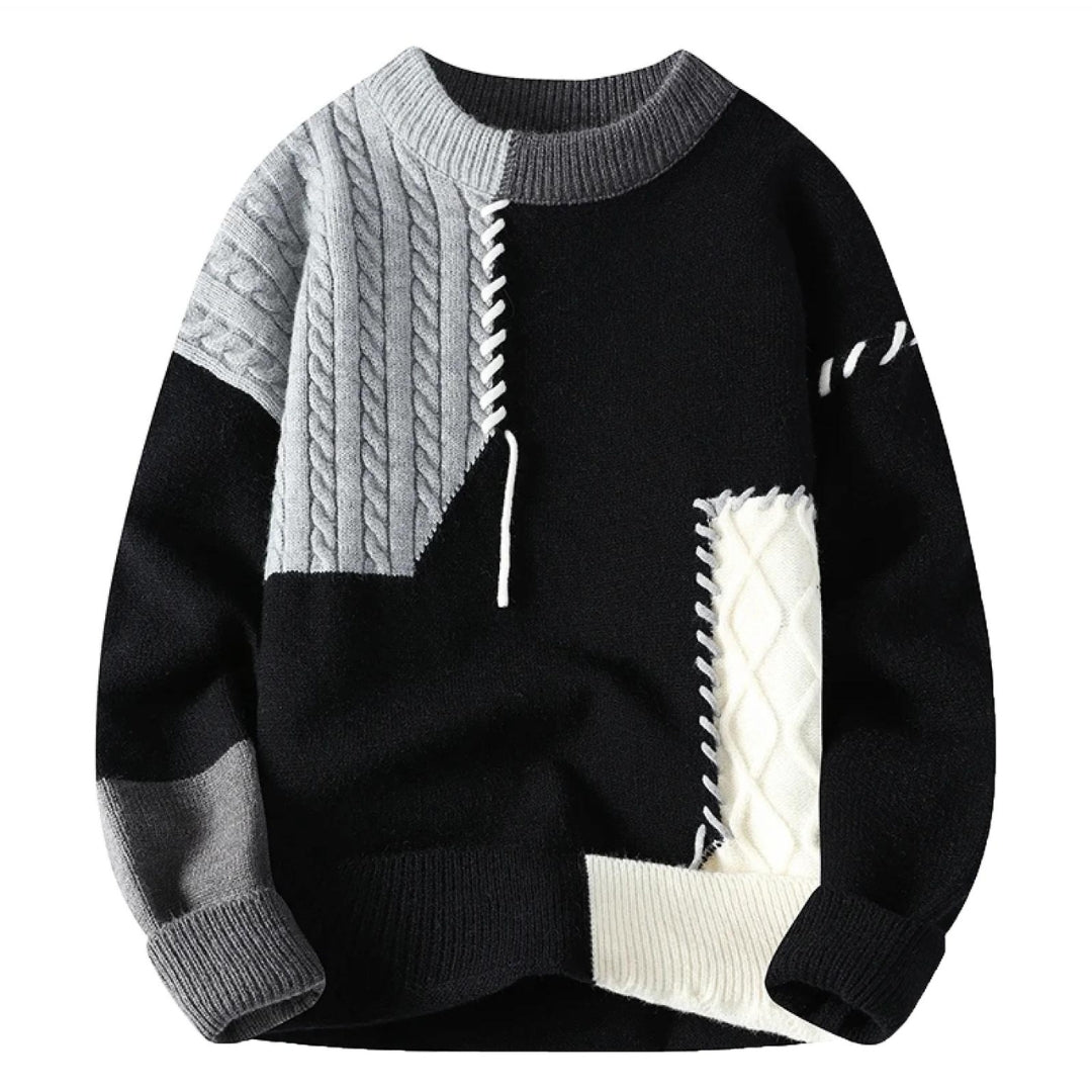 Variant image for Hoodie Herr Patchwork Design Mjuk Bomull-19