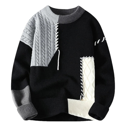 Variant image for Hoodie Herr Patchwork Design Mjuk Bomull-19