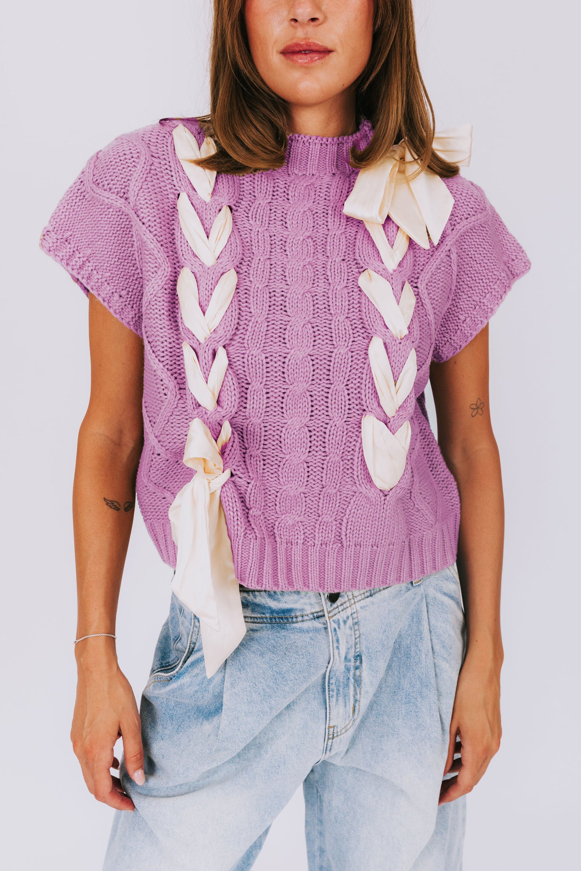 Variant image for Dam Tröja Stickad Polyester med Dekorativa Stickband-25