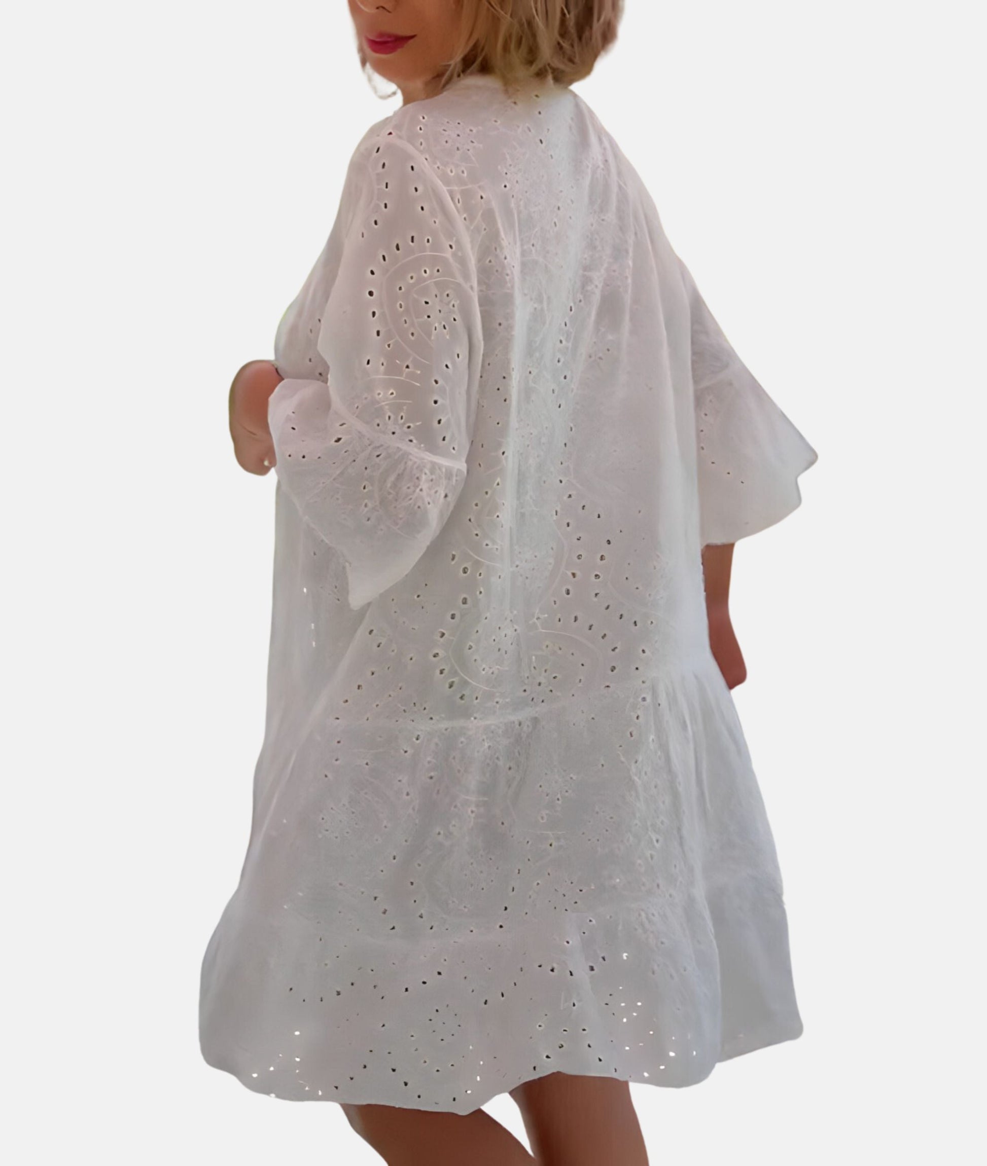 Fina Dam Klänningar Med Ögonbroderi Lätt Polyester-3