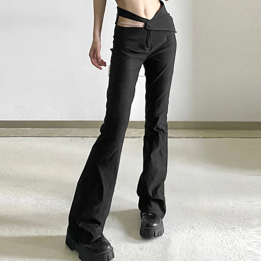 Snygga Byxor Dam Casual Högkvalitativt Tyg-4