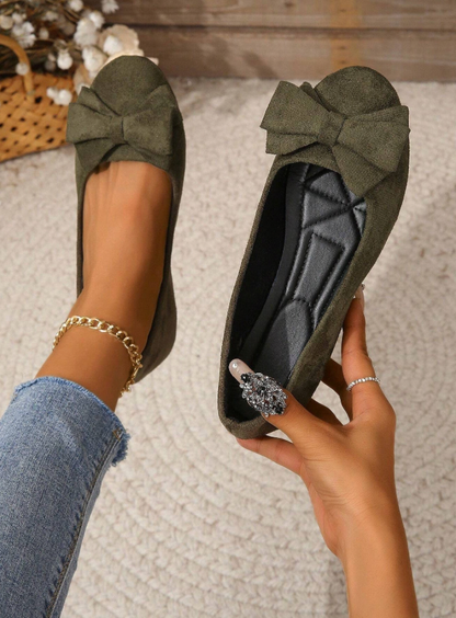 Damer Loafers i Läder och Textil med Elegant Design och Lekfull Båge – Bekväm Passform för Alla Tillfällen 1