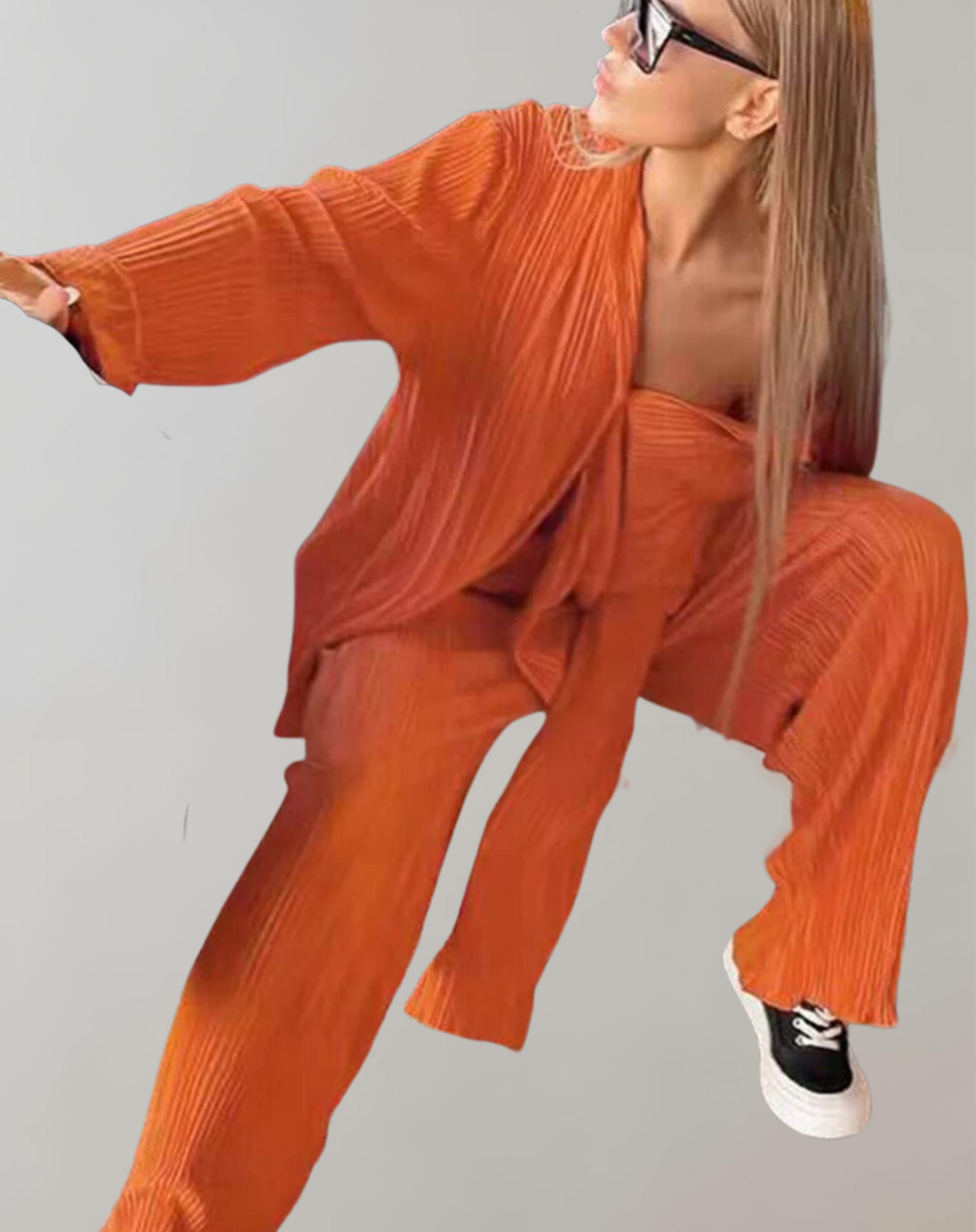 Kvinnors Byxor och Toppset Mjukt Tyg Elegant Design-4