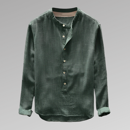 Herrskjorta Denim Lös Passform Klassisk Krage-4