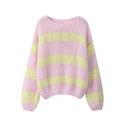 Variant image for Kvinnors Tröja Tvåfärgad Horisontellt Randig Polyester-16