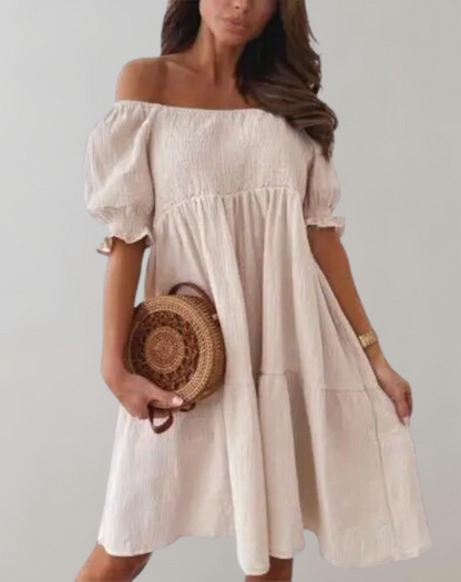 Dam Strandklänning Utskärning Polyester Trendig Design-1