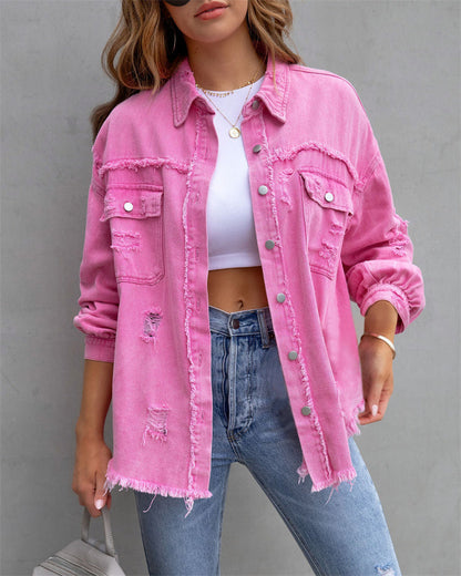 Dam Jeansjacka Knappstängning Tidlös Design Denim 8