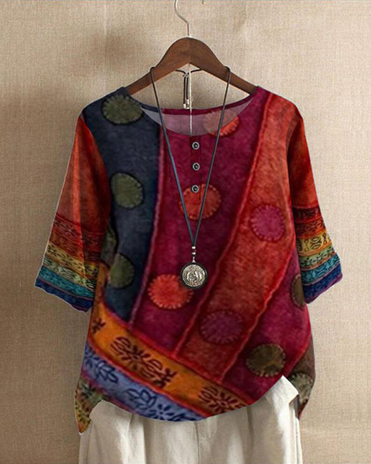 Festtoppar Dam Boho Vintage Lätt Tyg-1