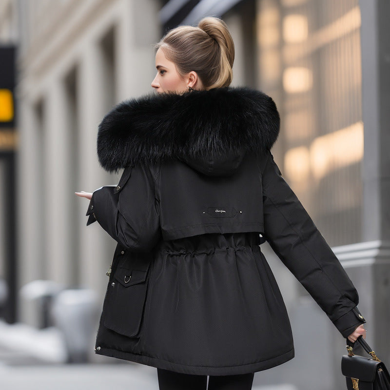 Variant image for Damjacka Kort Parka Slim Fit Fleece med Päls Krage-2