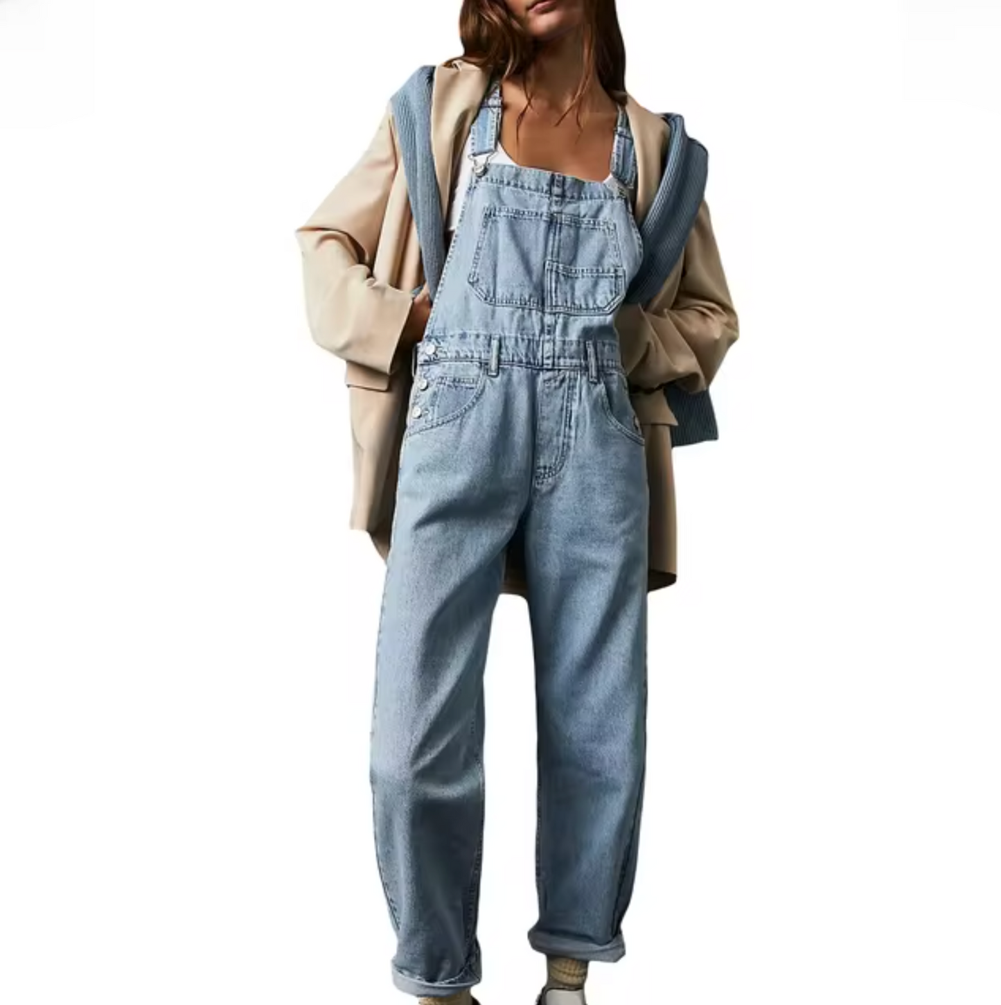 Kvinnors Dungarees Justerbara Remmar Avslappnad Denim-4