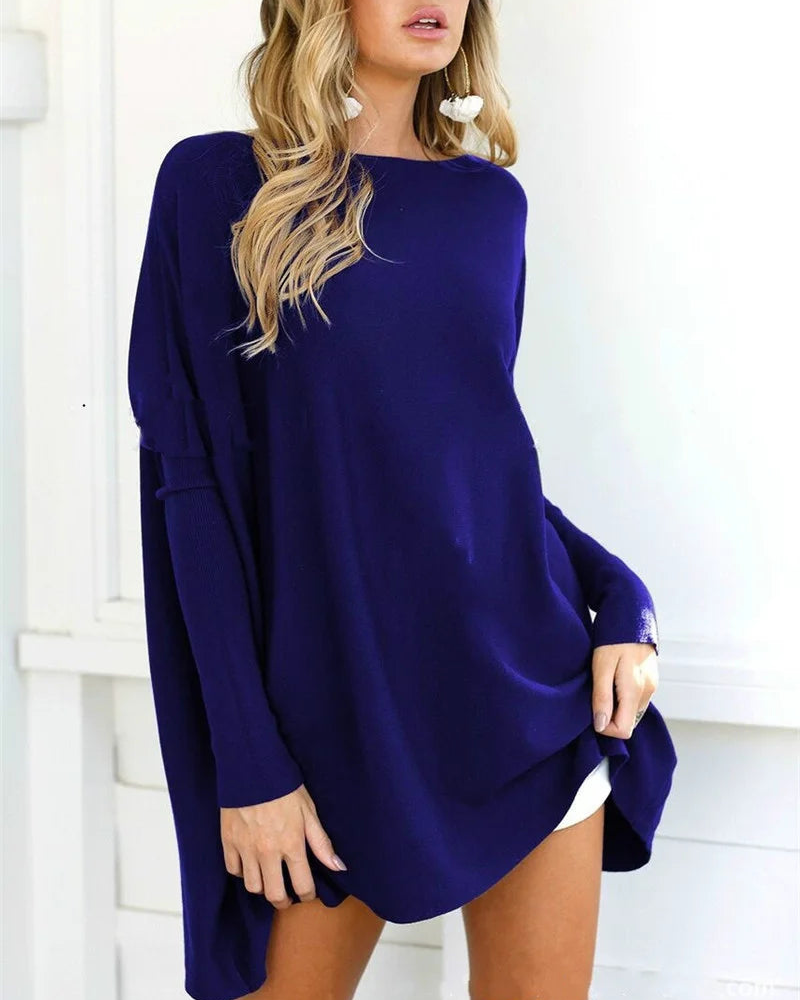 Baggy Dam Tröja med Rund Hals i 100% Bomull – Mjuk och Avslappnad Passform för Vardagsbruk 4