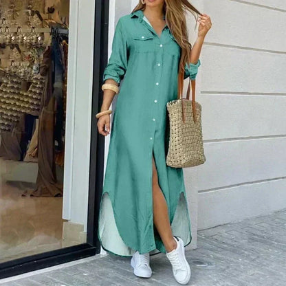 Dam Långklänning Avslappnad Design Lätt Material Elegant Maxi Klänning-2