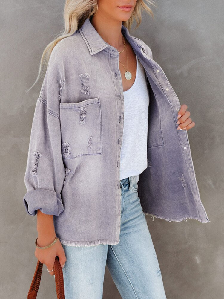 Variant image for Kvinnors Denimjacka Trendig Robust Denim-6