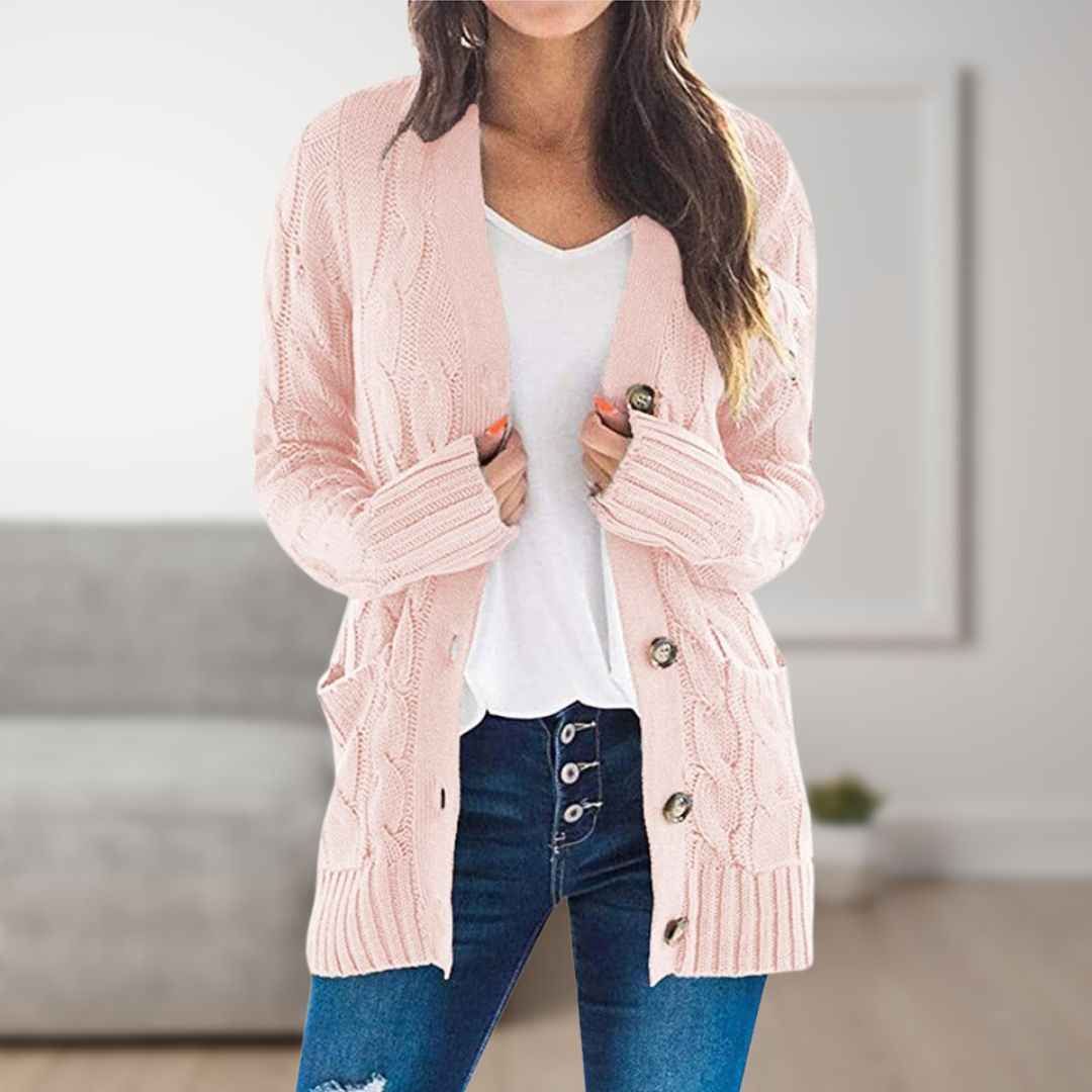 Svart Kofta Dam med Knappar – Medium Längd i Högkvalitativ Blandning för Stil och Komfort 11