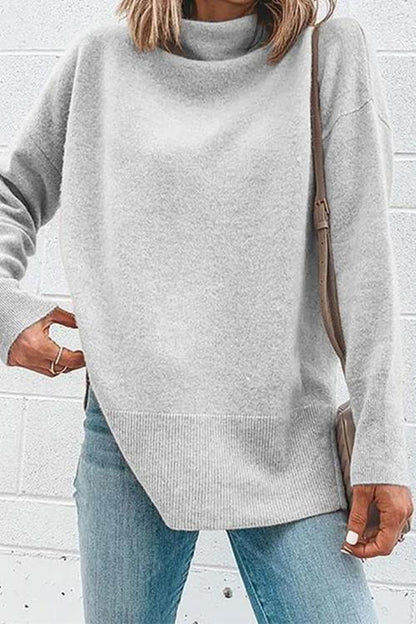 Festtoppar Dam Turtleneck med Sidoslitsar i Bomull och Polyester-2