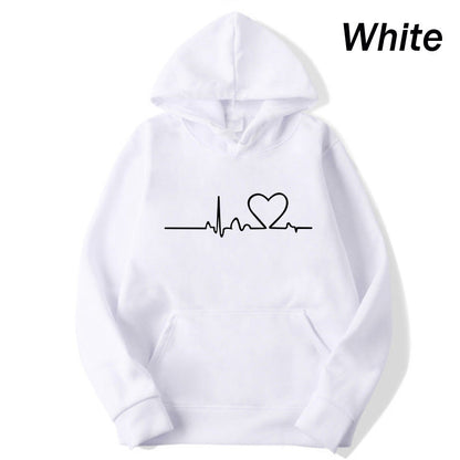 Variant image for Dam Hoodie Hjärtslagstryck Polyester Avslappnad-1