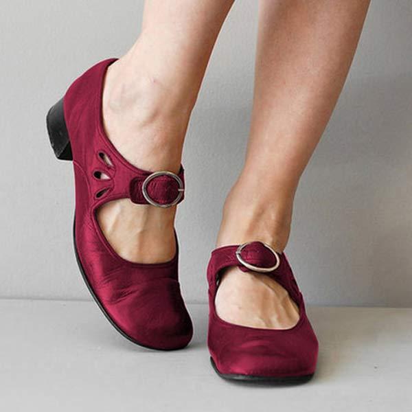 Damen Sandalen aus Leder mit Niedrigem Keilabsatz und Schnallen – Monochrom, Komfortabel und Elegant 10