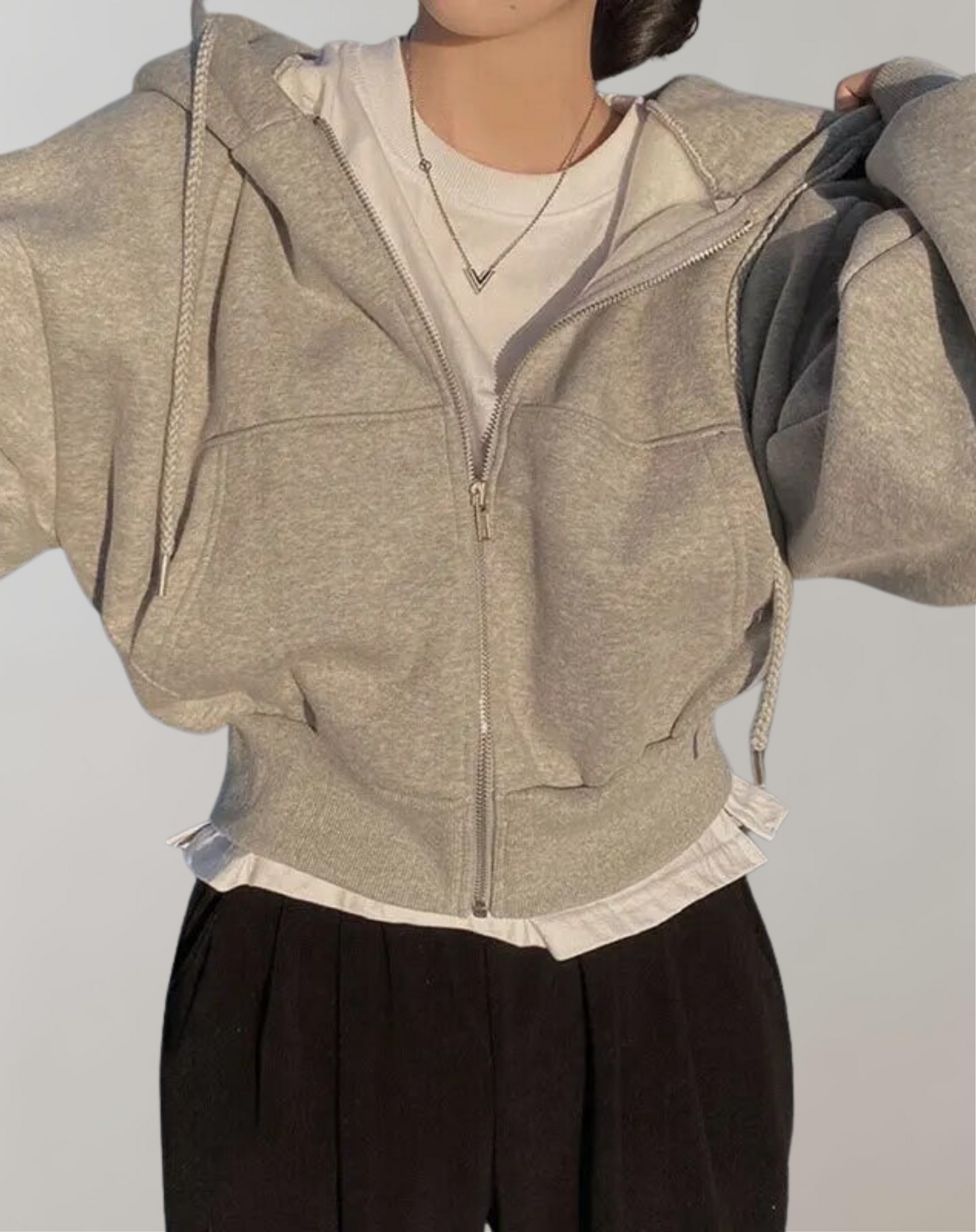 Dam Tröja Retro Zipper Mjuk Tyg Överdimensionerad-4