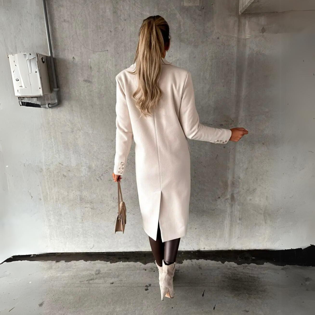 Damjacka Vintage Stil, Lätt Vindjacka med Dubbelskuren Front för Alla Säsonger – Komfortabel och Elegant Jacka Dam 2