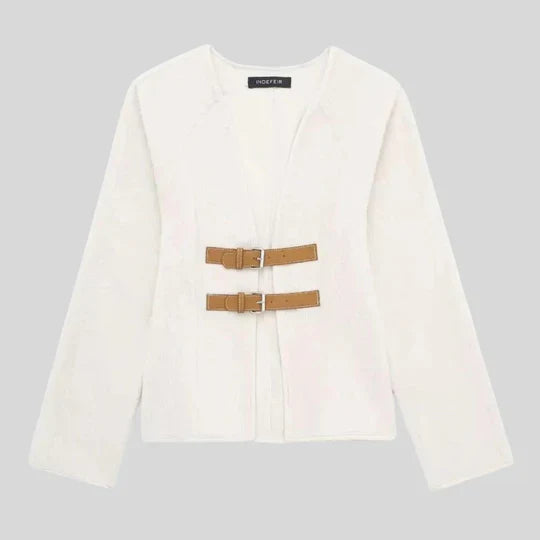 Vintage Damjacka med Spänne – Lätt Material, Feminina Detaljer, Perfekt Passform, Allsidig Jacka för Vardag och Fest 5