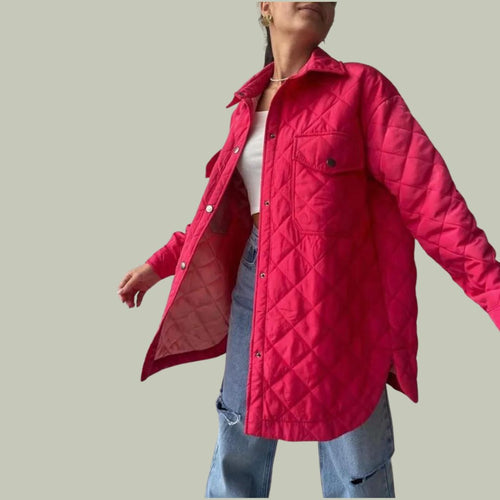 Damjacka Quiltad med Midjebälte i Polyester-1