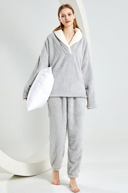 Dam Pyjamas Set Julmotiv Plysch för Kalla Vinterkvällar-3