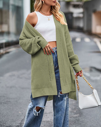 Damens Stickad Jacka Löst Sittande Akryl 8