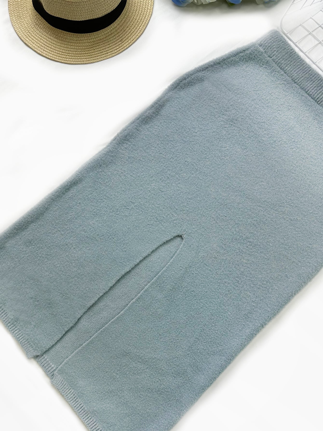 Dam Tröja Klassisk Ljusblå Mjuk Fiberblandning-5