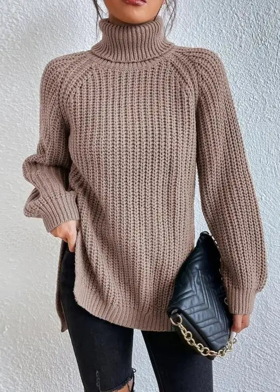 Dam Turtleneck Topp Figur-Kramande Andningsbart Material-5