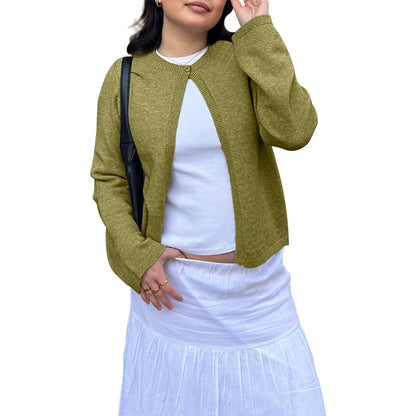 Stickad Dam Tröja Slim Fit Mjuk Materialmix-6