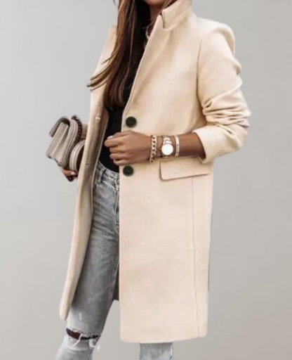 Lång Vinterrock Dam i Polyester och Ullblandning – Modern och Elegant Design för Kalla Dagar 4