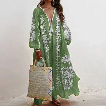 Dam Sommarklänning Överdimensionerad Vintage Utskrift 100% Bomull-4