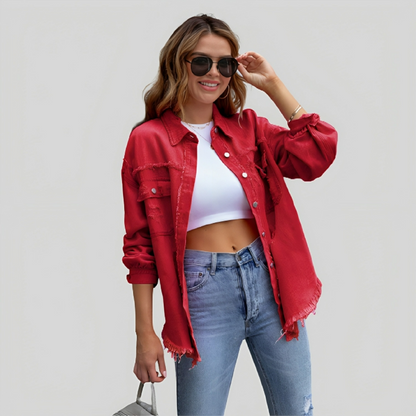 Variant image for Dam Skjortajacka med Fransar Trendig Design Högkvalitativt Tyg-13