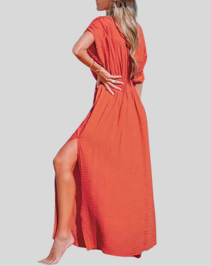 Dam Maxiklänning Svängande Design Mjuk Tyg-2