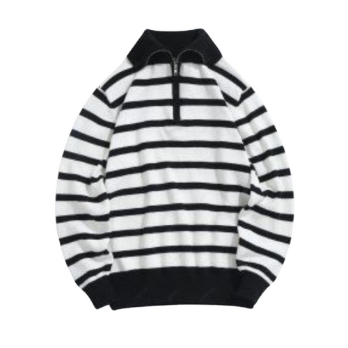 Dam Tröja Halvdraget Randig Polyamid Polyester Viskos-1