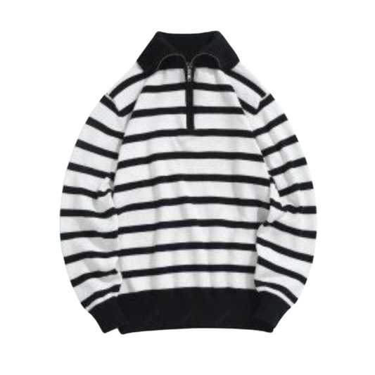 Dam Tröja Halvdraget Randig Polyamid Polyester Viskos-1